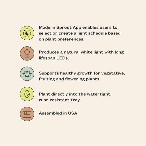 Modern Sprout Smart Growhouse LED Grow Light for Indoor Plants- Plant Grow Light Indoor Gardening System & Herb Garden Kit w/Smart App -Decor Countertop Planter for Herbs, Gift for Mother's Day- Brass