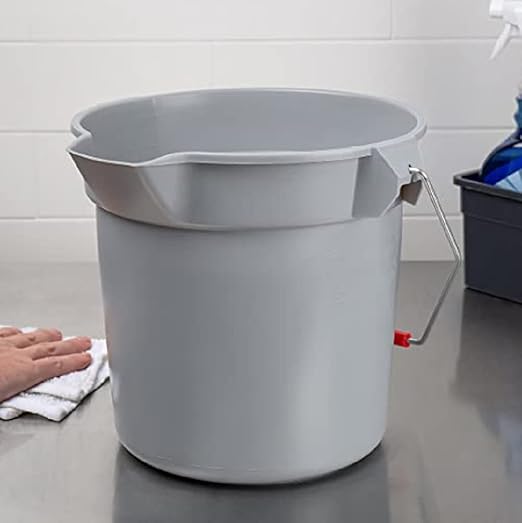 Rubbermaid Commercial Products Brute Heavy-Duty Round Bucket, 10-Quart/2.5 Gallon, Gray, Corrosive-Resistant Pail with Handle for Professional/Janitorial Cleaning and Material Transport, Pack of 12
