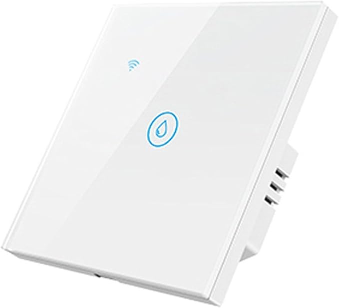 Smart 40A Water Heater Control Switch with Touch Panel Voice and App Control Compatible with System Timing Function ABS 94-V0 Fireproof Glass Panel for Home Automation (white)