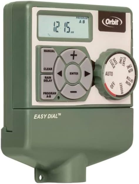 Orbit 57596 Easy Dial 6-Station Indoor Sprinkler Controller, Green