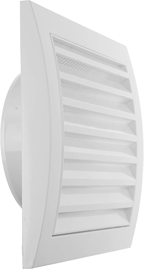 Vent Systems 4'' Inch Air Vent Cover Dryer Vent and Bathroom Exhaust Vent Pipe, White Louvered Outdoor Dryer Vent Cover Opening Flap Vent, Keeps Out Insects, Birds and Rodents, 4'' Inch - Pack of (1)