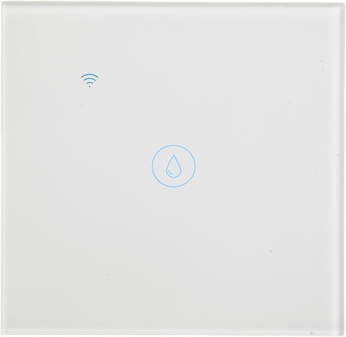 Smart 40A Water Heater Control Switch with Touch Panel Voice and App Control Compatible with System Timing Function ABS 94-V0 Fireproof Glass Panel for Home Automation (white)