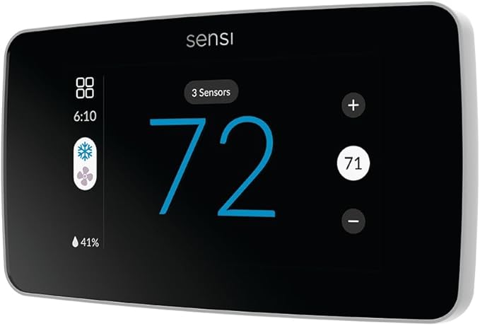 Sensi Touch 2 Smart Thermostat with Touchscreen Color Display, 100 Years of Expertise, Programmable, Wi-Fi, Data Privacy, Easy DIY, Works with Alexa, Energy Star Certified, ST76W, C-Wire Required