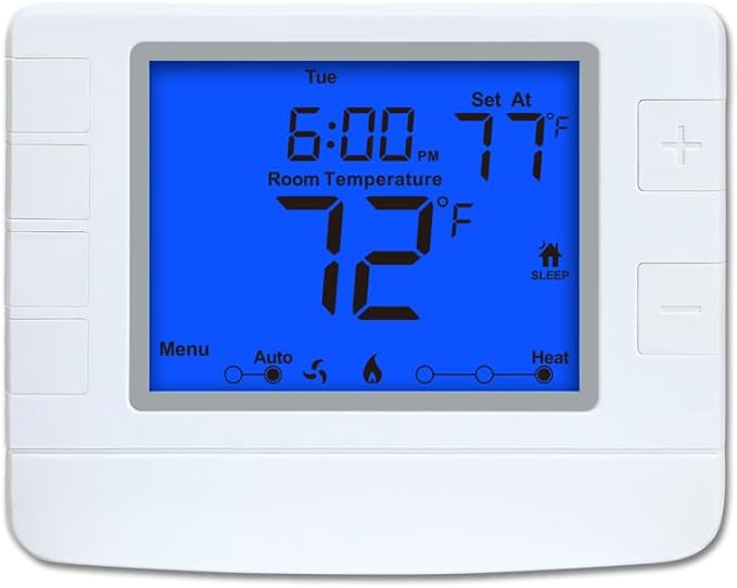 Multi Stage Thermostat for Home Cooling and Heating, 2 Heat/2 Cool, Extra Large Display, Blue Backlight