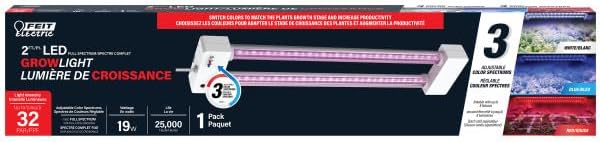 Feit Electric Grow Light 19W 2ft LED for Indoor Plants and Gardens, Full Spectrum Dual Hanging Bulb Grow Light, Hydroponic, GLP24ADJS/19W/LED