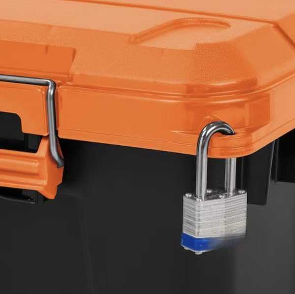 21-Gallon Storage Tote, Black with Orange Lid (Set of 3) WU59385