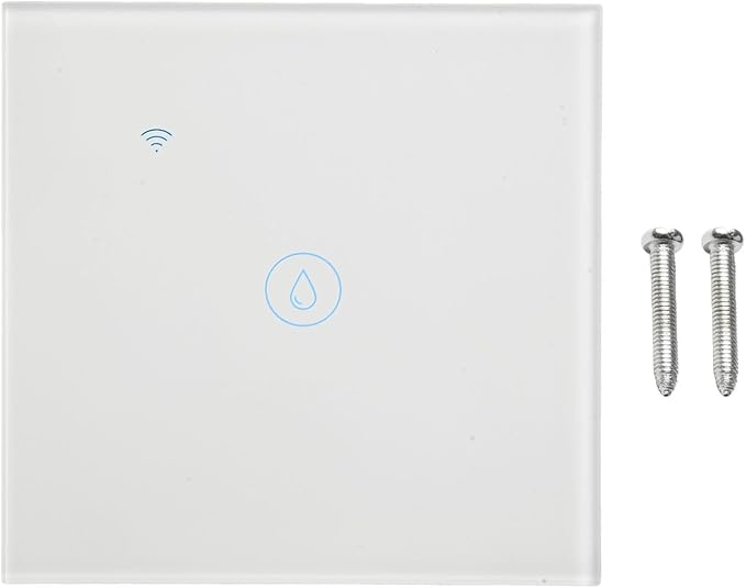 Smart 40A Water Heater Control Switch with Touch Panel Voice and App Control Compatible with System Timing Function ABS 94-V0 Fireproof Glass Panel for Home Automation (white)