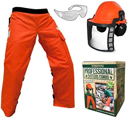 Forester Protective Clothing - OEM Forestry Cutter Combo Kit Apron Chaps Helmet Face Shield Ear Muffs Safety Glasses Arborist Equipment Chainsaw Pants Logging Tools Helmet Accessories Orange