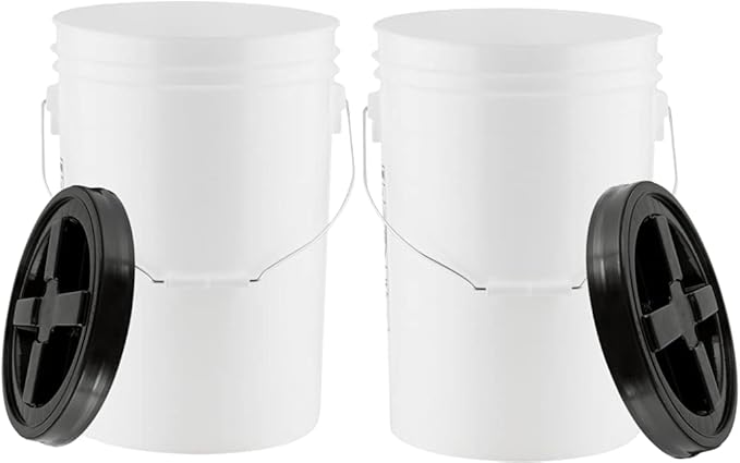 House Naturals 6 Gallon Large Bucket Pail Food Grade BPA Freee with Screw On Air Tight Lid(Pack of 2)