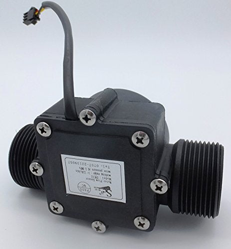 Flowmeter Liter Counter Totalizer with 4 Programmable Alarms and Reset Input + Flow Sensor for 1 1/4" inch Pipes(DN32)
