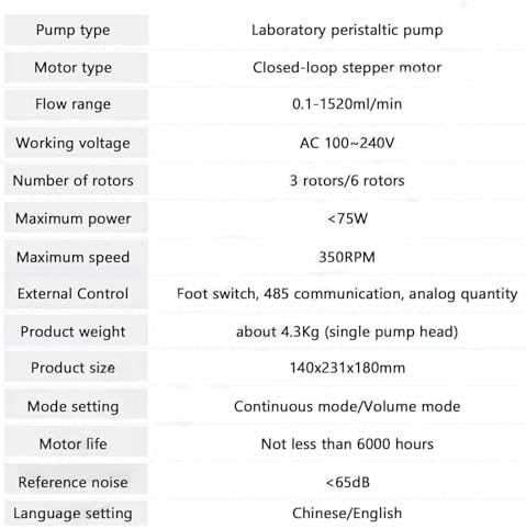 Stepper Motor Peristaltic Pump,Small Intelligent Variable Speed High Flow Lab Liquid Dosing Pump 1500ml/Min,LCD Display,Smart Dispensing Peristaltic Pump