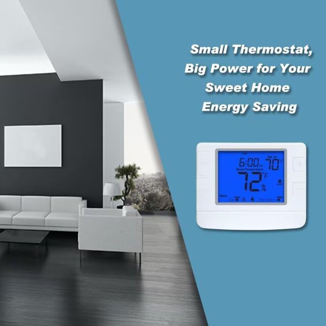 Programmable Thermostat for House, 1 Heat/1 Cool, Extra Large Display, Blue Backlight