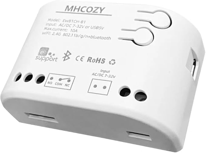 WiFi Smart Switch Relay Module for Home Automation,Add WIFI to access control garage door,eWelink app Remote Dry Contact,Compatible with Alexa,Google assistant (1CH WIFI Bluetooth)