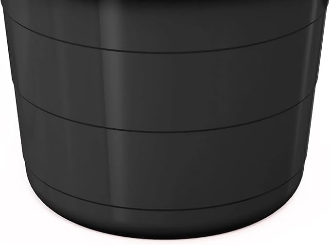 17-Gallon Heavy-Duty Plastic Storage Tub Featuring Rope Comfort-Grip Handles, Multi-Purpose Utility Bucket (Black)