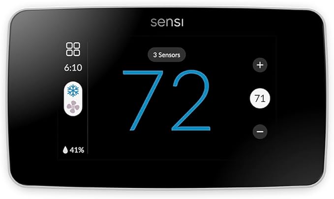 Sensi Touch 2 Smart Thermostat with Touchscreen Color Display, 100 Years of Expertise, Programmable, Wi-Fi, Data Privacy, Easy DIY, Works with Alexa, Energy Star Certified, ST76W, C-Wire Required