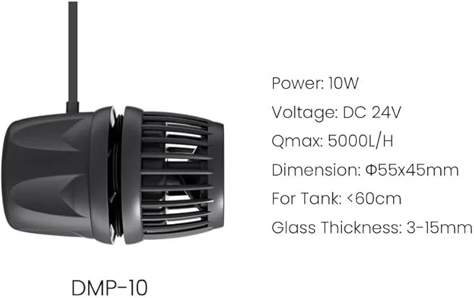 Aquarium Wave Maker Pump (DMP10) - Submersible Circulation Pump for Saltwater Marine Reef Tanks, Bluetooth App Control & Smart Controller