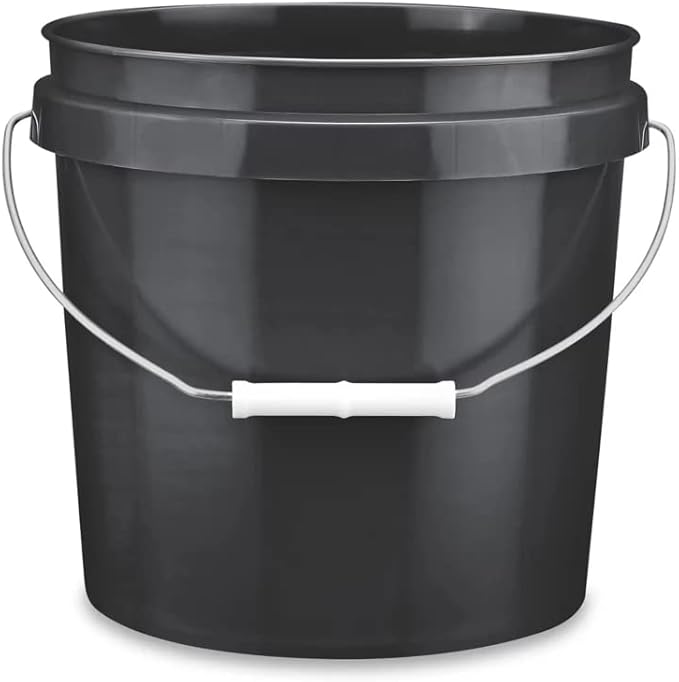 House Naturals 2 Gallon Black and Yellow Plastic Buckets Without lids BPA Free Food Grade Made in USA Pail (Pack of 2)