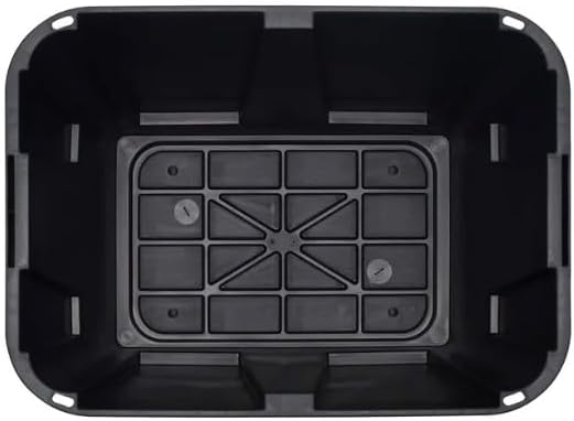 Tough 12 Gallon Plastic Storage Bin with Snap Lid, Stackable, Lockable, Set of 4, Heavy-Duty, Durable, Multi-Purpose Storage Containers for Indoor & Outdoor Use (Black and Blue)
