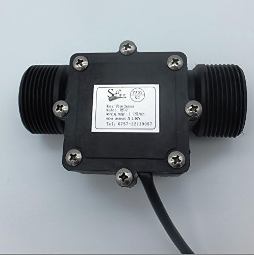 Flowmeter Liter Counter Totalizer with 4 Programmable Alarms with Flow Sensor for 1 1/4 inch Pipes (DN32)