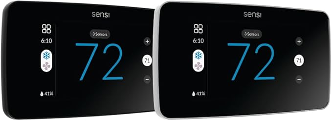 Sensi Touch 2 Smart Thermostat with Touchscreen Color Display, 100 Years of Expertise, Programmable, Wi-Fi, Data Privacy, Easy DIY, Works with Alexa, Energy Star Certified, ST76W, C-Wire Required