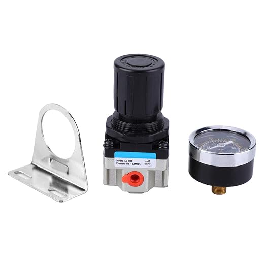 AR2000 02 G1/4 in Pneumatic Pressure Regulator with Meter, Adjustable Air Flowing Control Valve for Industrial Compressors, Filter System Accessories