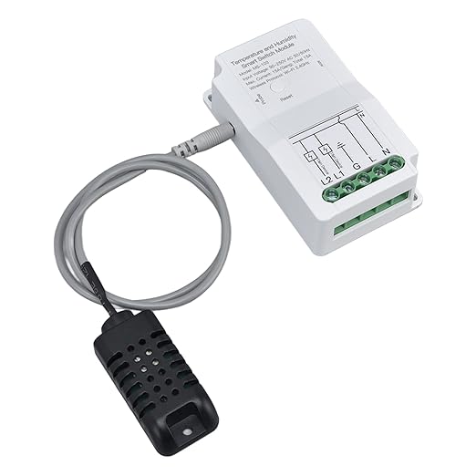 Qiilu Smart Temperature Humidity Switch Module Timing App Remote Control with Probe for Greenhouse for - Humidity Temperature Sensor with App Notification Alert