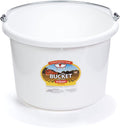 Little Giant® Plastic Animal Feed Bucket | Round Plastic Feed Bucket with Metal Handle | Made in USA | 8 Quarts | White