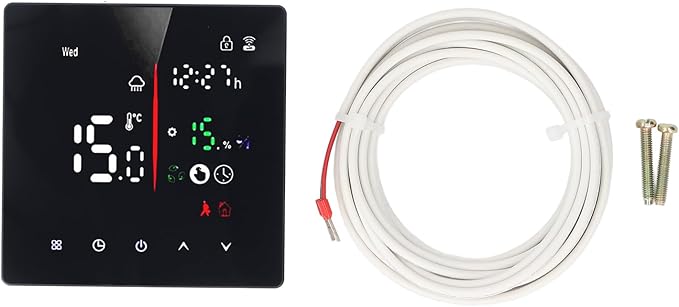 Touchscreen Thermostat, 90‑240V APP Control Digital Thermostat with LED Display for TUYA AC, Smart Home Thermostat for Programmable Period, Heat & Cooling Temperature Control