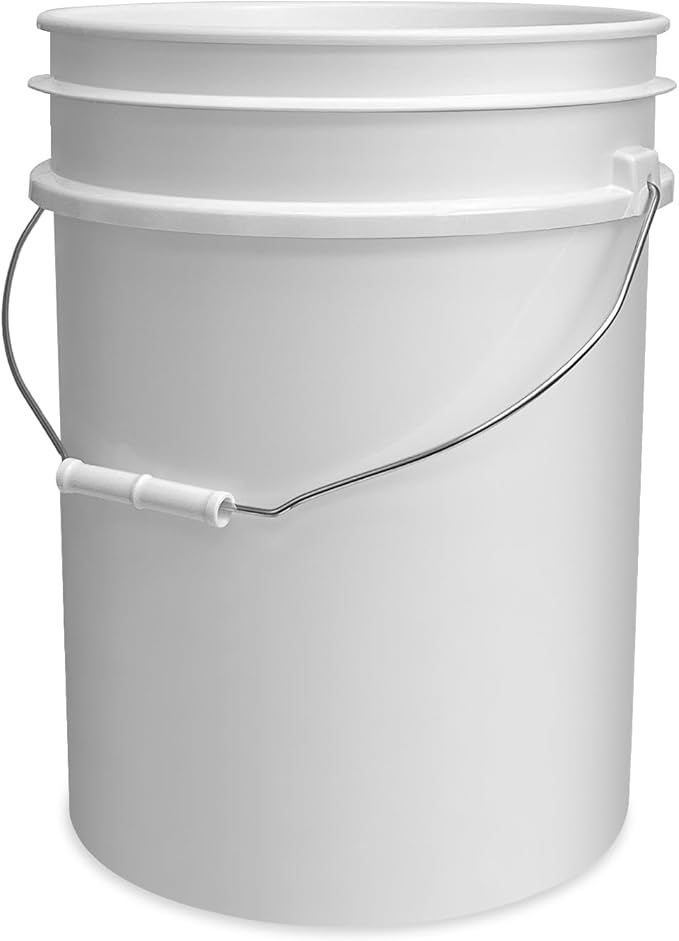 ePackageSupply 5 Gallon Bucket - Food Grade Bucket, Metal Handle Grip, BPA-Free, Heavy-Duty 90 Mil HDPE Plastic Pail, Stackable Utility Container, Made in USA, Lid Not Included, White, 12 Packs