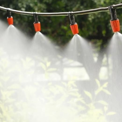 50pcs Garden Irrigation Spray Emitter, Adjustable 360 Degree Flow Micro Spray Nozzle with 1/4" Barbed Tee Fittings,Drip Irrigation Head for Garden Watering System,Drip Irrigation Kit Parts