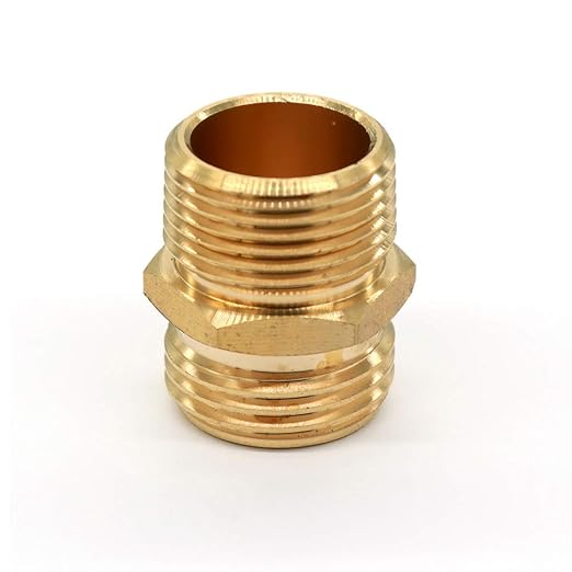 3/4” GHT Male x 3/4” NPT Male Connector, Brass Garden Hose Fitting, Adapter, Industrial Metal Brass Garden Hose to Pipe Fittings Connect (2 Pack)
