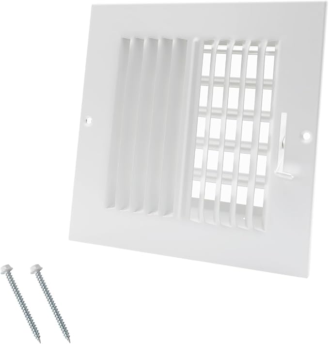 6 x 6 Inch [Duct Opening] Air Vent Covers for Wall or Ceiling - High Airflow 2 Way Steel Ventilation - Adjustable Wall/Ceiling Register, 7-3/4 Inch x 7-3/4 Inch [Overall Dimensions]