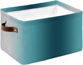 Turquoise Grey Ombre Storage Bins Cubes Waterproof Cloth Storage Basket, Farmhouse Gradient Minimalist Foldable Storage Bags for Shelf Closet Clothes Storages Organizers with Handles 15x11x9.5 in 1PCS