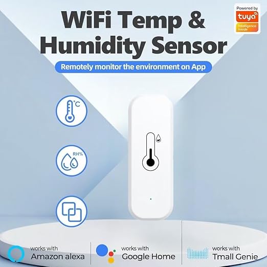 Temperature and Humidity Monitor Sensor WiFi & Bluetooth,No Hub Required,Compatible with Alexa and Google Home,for Rome,Greenhouses Accessories,Garages 4Pack(No Include Battery)