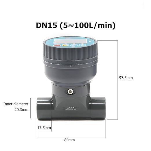 RS485 Digital Display Flow Meter High Precision Smart Electronic Flowmeter UPVC Water Flow Sensor for Farm Garden Irrigation(DN15)