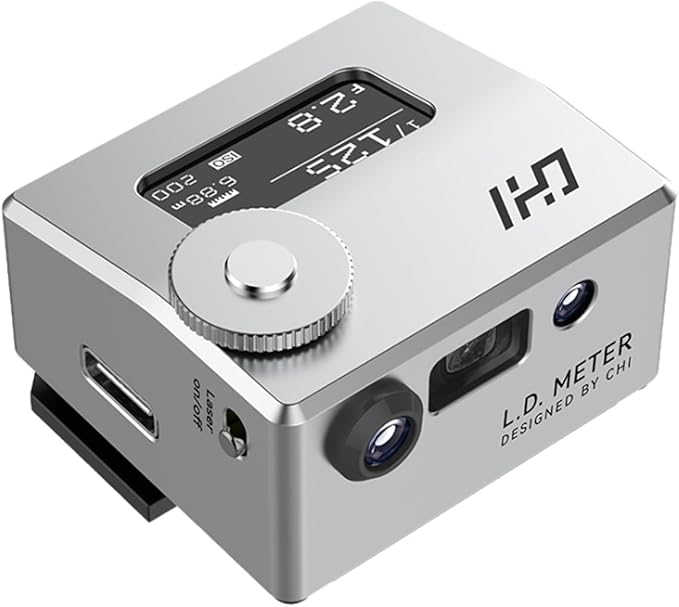 CHI L.D. Light Meter Pro - Precise Lighting and Laser Distance Measure for Leica and Vintage Camera Film Photography (Silver)
