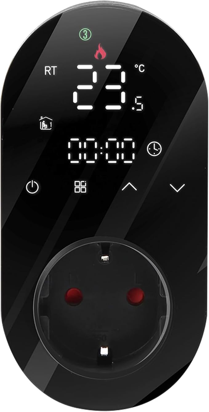 Luocute Smart WiFi Plug in Thermostat APP Remote Voice Control Energy Saving Mode Compatible with Electric Heating Equipment for Home Greenhouse Reptile Enclosure (Black)