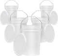 6.5-Gallon White Bucket Pail Container with Lid | Food Grade | Heavy-Duty 90MIL Extra Durable | Metal Handles with Plastic Grip for Easy Carrying | Multi-Use | Easy Stack and Store | BPA Free - 5 Pack