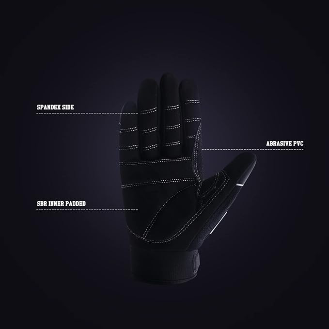 HANDLANDY HLDD Heavy Duty Work Gloves, TPR Protector Impact Gloves, Men Anti Vibration Mechanic Work Glove TouchScreen