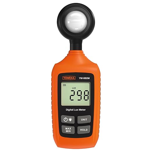 Digital Light Meter, 0-200,000 Lux (0-20,000 Foot Candles), Backlight, Max/Min, Data Hold, Lux/Fc Unit Switch, for Plants, Office, Indoor Lighting, and More