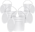 3.5-Gallon White Bucket Pail Container with Lid | Food Grade | Heavy-Duty 90MIL Extra Durable | Metal Handles with Plastic Grip for Easy Carrying | Multi-Use | Easy Stack and Store | BPA Free - 5 Pack