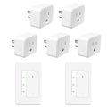 NineLeaf Remote Plug in On Off Switch Kit, Square Outlet Plug with Remote, Wireless Wall Mounted Light Switch, 15A/1500W, 500ft, TUV Listed, No Wiring Needed, for Lamps, Fans,2 Switches 5 Outlets
