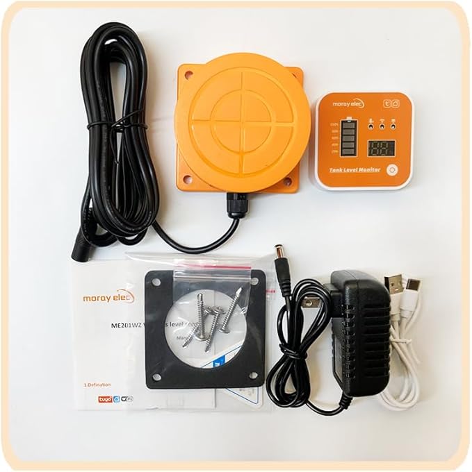 Moray Smart WiFi Water Level Sensor Water Tank Level Monitor Oil Tank Gauge Sensor , Automatic Alarm Indicator for Tuya Smart Life Mobile APP Smart Home Remote IP65 Waterproof (ME201R)