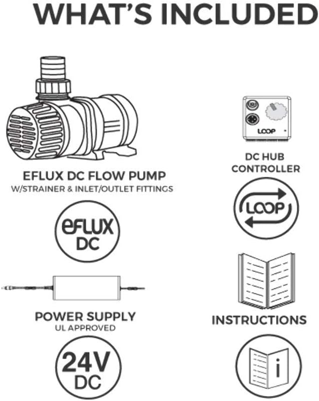 CURRENT USA eFlux DC Flow Pump with Control 3170 GPH | Loop Controllable Aquarium DC Return 635-3170 GPH | Quiet, Submersible or External | Fish Tank, Sump, Pond, Freshwater and Saltwater Marine Use