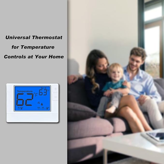Multi Stage Thermostat for Home Cooling and Heating, 2 Heat/2 Cool, Super Clear Large Display, Blue Backlit
