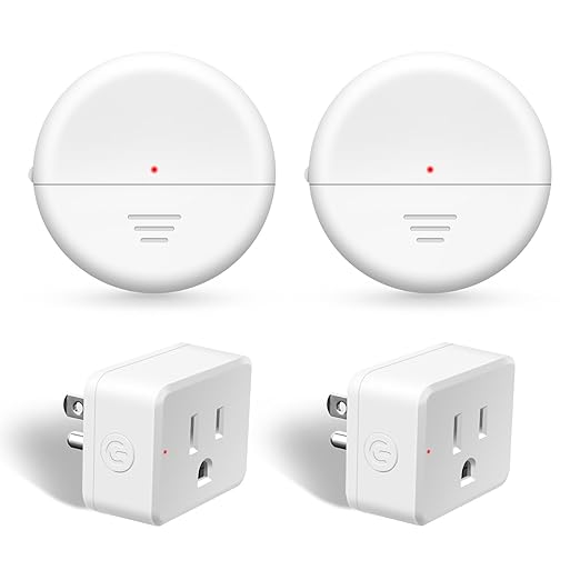 NineLeaf Wireless Motion Sensors Plug, PIR Sensor Outlet with Timer Setting to Auto Turn On/Off, Adjustable Detection Range, 15A/1500W Remote Control Plug for Christmas Lights, Fans(2Sensor 2Plugs)