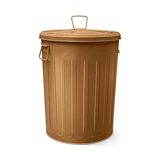 Plexon 20 Gallon Metal Trash Can with Lid Outdoor Large Trash Bin Steel Garbage Can for Garage Patio Farmhouse Bucket Bird Seed Storage Can Heavy Duty Round Container, Copper