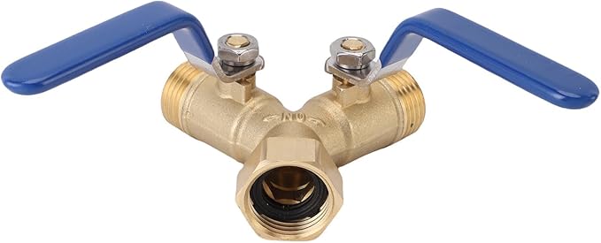 Srliya Brass Garden Hose Diverter, Large Ergonomic Handle Dual Valve System 3/4in Heavy Duty Y Valve Hose Splitter, with Seamless Integration for Household Garden Backyard