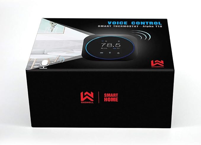 Alpha Smart Thermostat with Voice Control, Connected Control Smart Phone Wi-Fi Thermostat, Touchscreen Color Display, DIY, Built-in Alexa. T18UTW-7-WIFI.