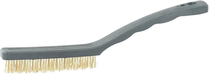 Heavy Duty Mini Wire Brush Set for Rust Removal Engine Cleaning Upholstery and Plastic Surfaces – Steel Brass Nylon Brushes with 9 Inch Handle(Brass)